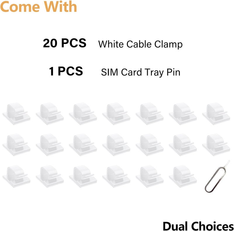 COMRUN 60 Pcs White Cable Clips with 3M Adhesive, Wire Holders Under Desk, Cord Management for Wall, Car, Ethernet, PC, Christmas Light Indoor/Outdoor - Image 2